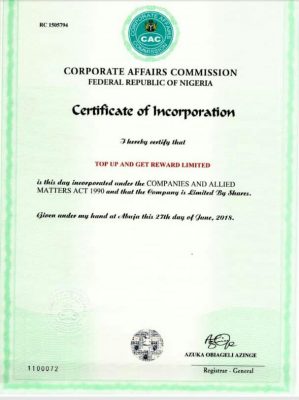 Top Up And Get Reward CAC Certificate