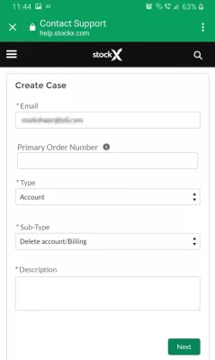 how to delete stockx account on app