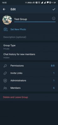 Telegram Group on Android As An Admin