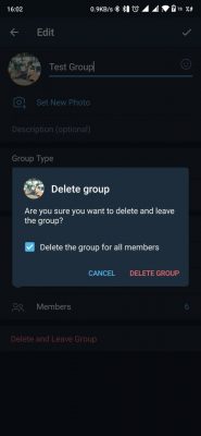 Delete a Telegram Group Yourself