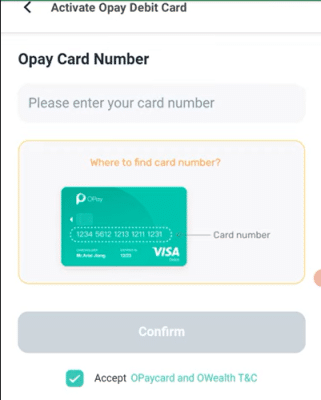 Activate OPay Debit Card